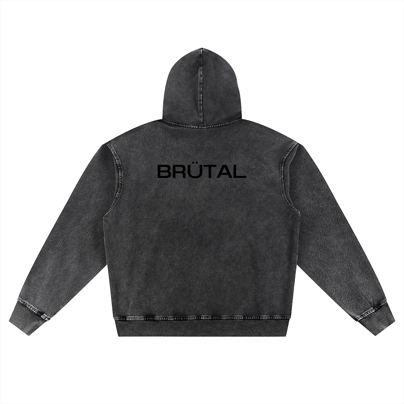 Snow Wash BRÜTAL Oversized Hoodie – Black